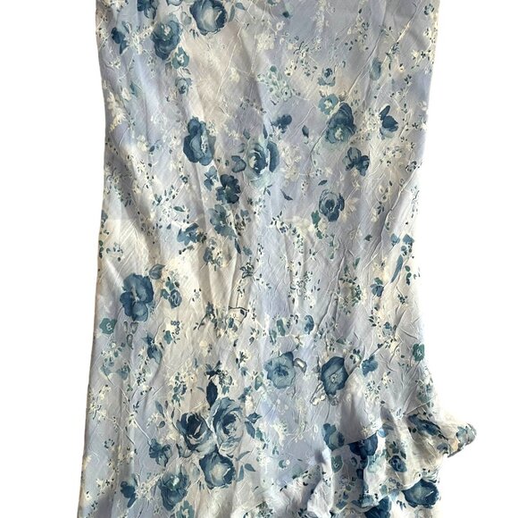 Vintage‎ Y2K Deadstock Fairy Floral Asymmetric Ruffle Midi Dress Blue Small - Picture 6 of 13